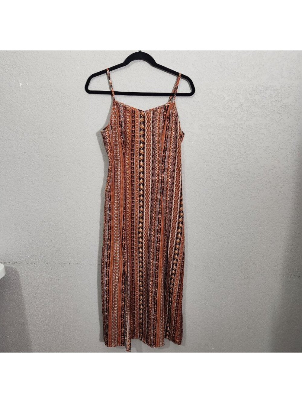 Shein Maxi Dress Womens Size M Striped Boho Brown Orange